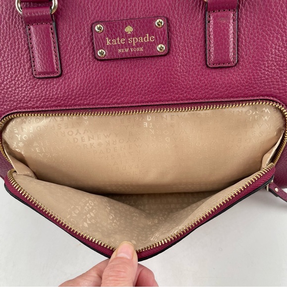 Kate Spade Magenta Pebbled Leather Zip Pocket Satchel Shoulder Bag - Picture 11 of 16